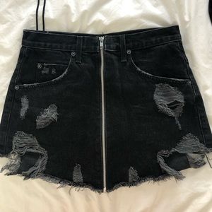 Black Carmar Distressed Denim Mini-Skirt